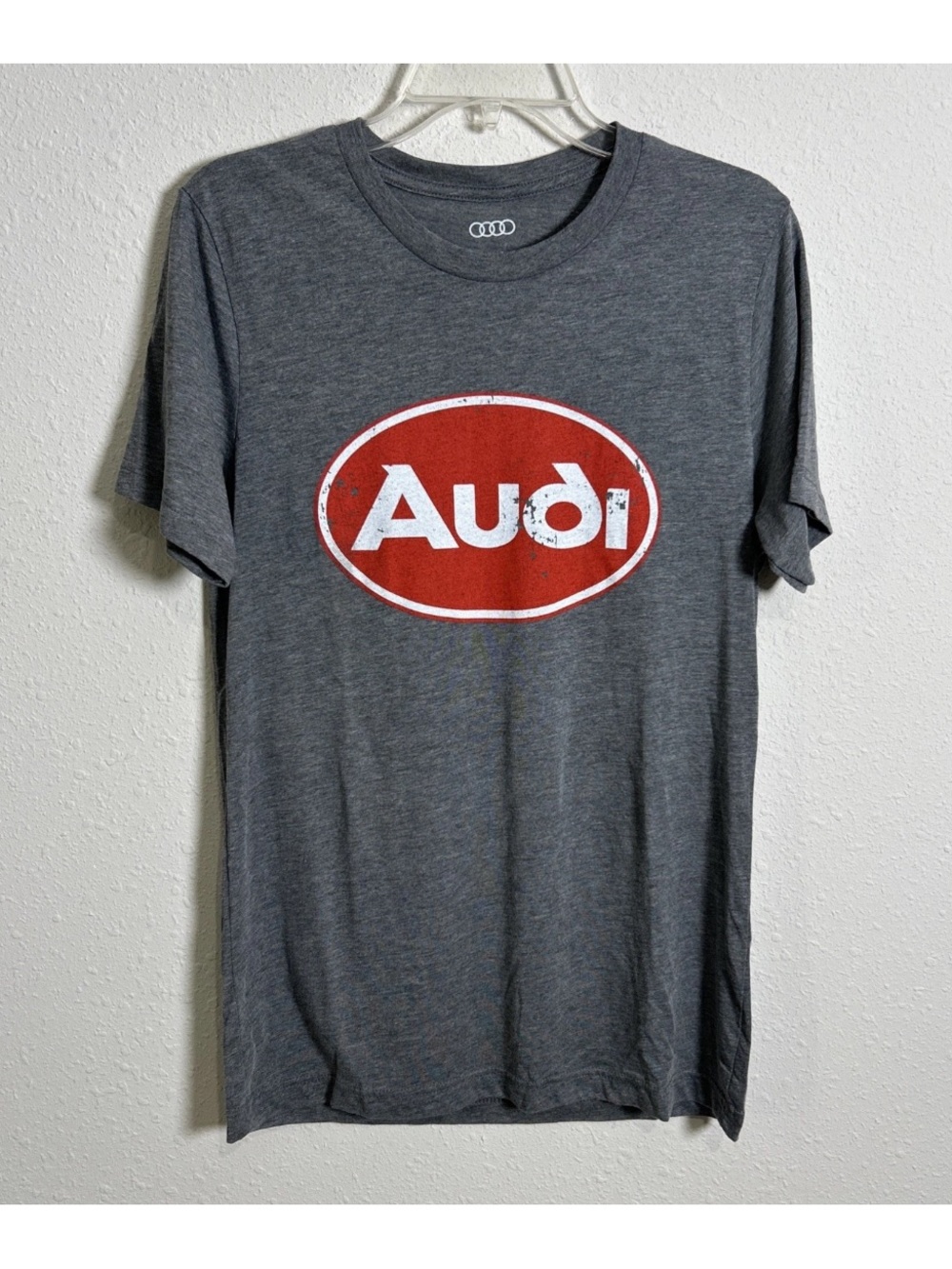 Audi Collection Gray T-Shirt Men’s Medium Retro Logo Double Sided